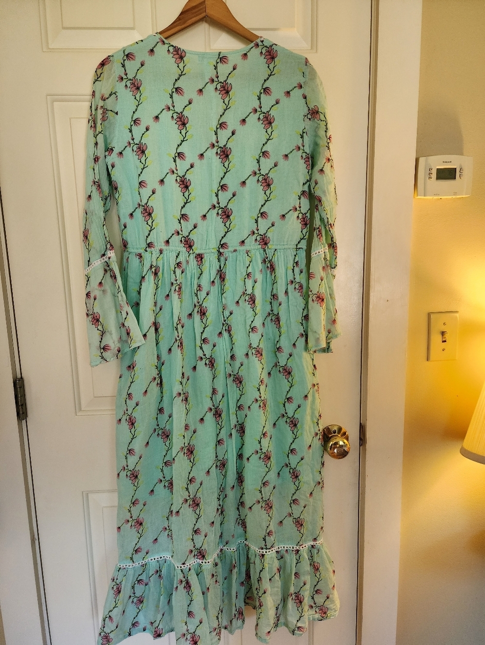 Debbie Katz South Beach Maxi Green & Pink Floral Dress Romantic Resort Size S - Picture 4 of 12